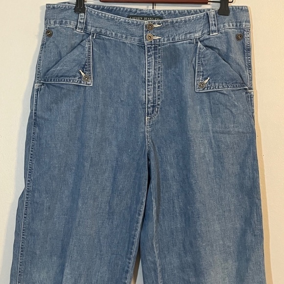 Lauren Ralph Denim Jean 12 Blue Wide Leg High Waisted Old Money Classic Preppy - Picture 3 of 13